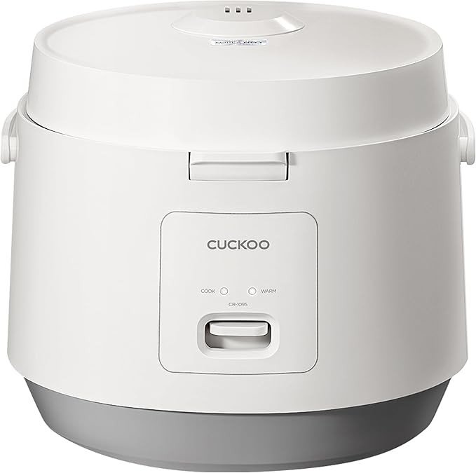 CUCKOO Basic Rice Cooker 10-Cup Uncooked / 20-Cup Cooked, Large Rice Maker and Warmer with Nonstick Inner Pot, Easy to Use with Auto Keep Warm, Includes Steam Tray, White (CR-1095)