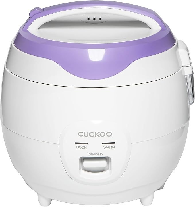 CUCKOO Basic Rice Cooker 6-Cup Uncooked / 12-Cup Cooked, Versatile Rice Maker with Non-Stick Inner Pot, Easy to Use, Auto Keep Warm, White/Purple (CR-0671V)