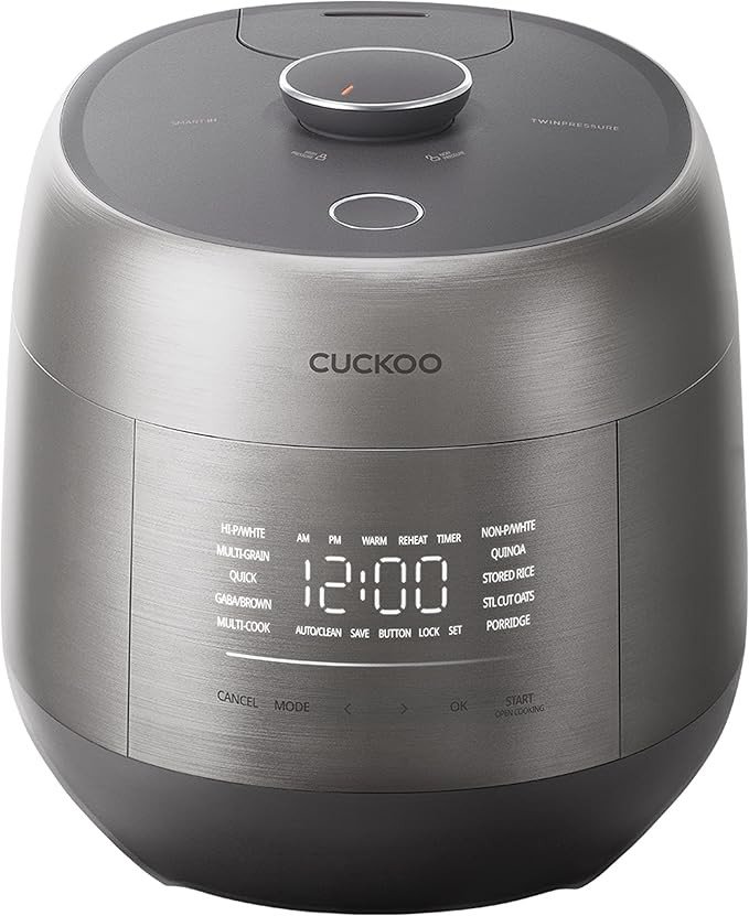 CUCKOO Twin Pressure Rice Cooker 6-Cup Uncooked / 12-Cup Cooked with Induction Heating Technology, Silent Pressure System, Open Cooking Mode, Dynamic Display, Eco Inner Pot, Gray (CRP-PHTR0609FS)