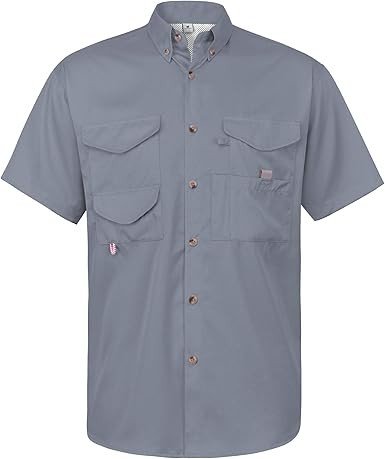 Alimens & Gentle Short Sleeve Fishing Shirt Wicking Fabric Sun Protection Casual Button Down Shirts