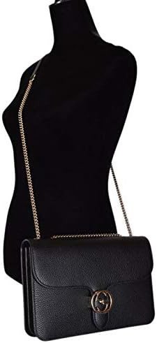 Gucci Women's Black Leather 510304 Interlocking GG Crossbody Purse Handbag New