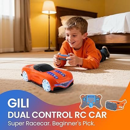 GILI RC Supercar for Kids Ages 3–8 – Dual Control Remote and Gesture – LED Lights 360 Spin Drift – Beginner Friendly – Exciting Birthday for Boys & Girls