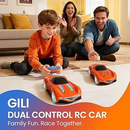 GILI RC Supercar for Kids Ages 3–8 – Dual Control Remote and Gesture – LED Lights 360 Spin Drift – Beginner Friendly – Exciting Birthday for Boys & Girls